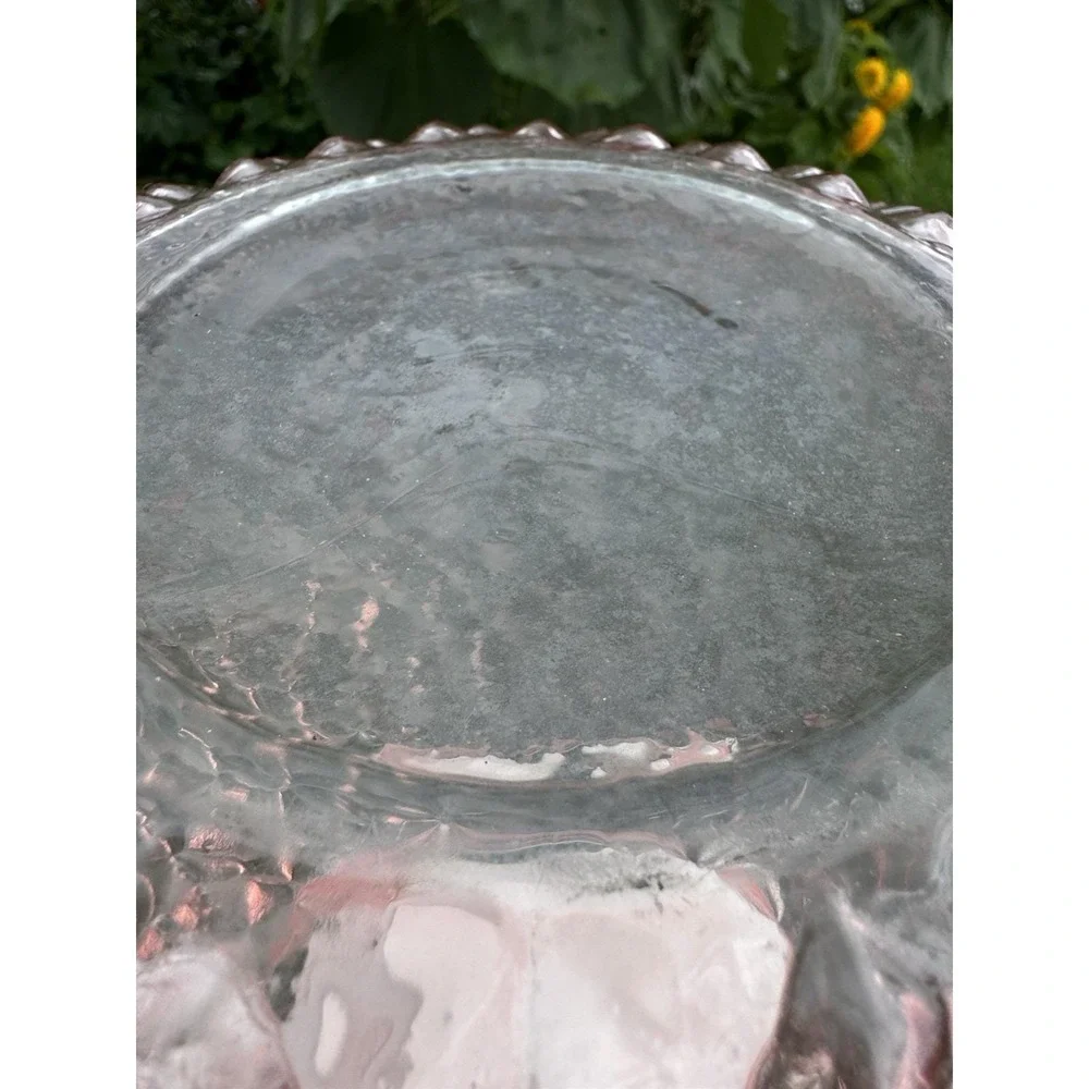 Vtg Depression Glass Large Flared Rim Console Bowl Pink Optic Round Pineapple
